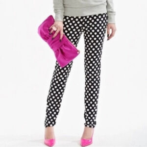 Kate Spade Womens Black White Broome Street Apple Print Skinny Leg Pants Size 27